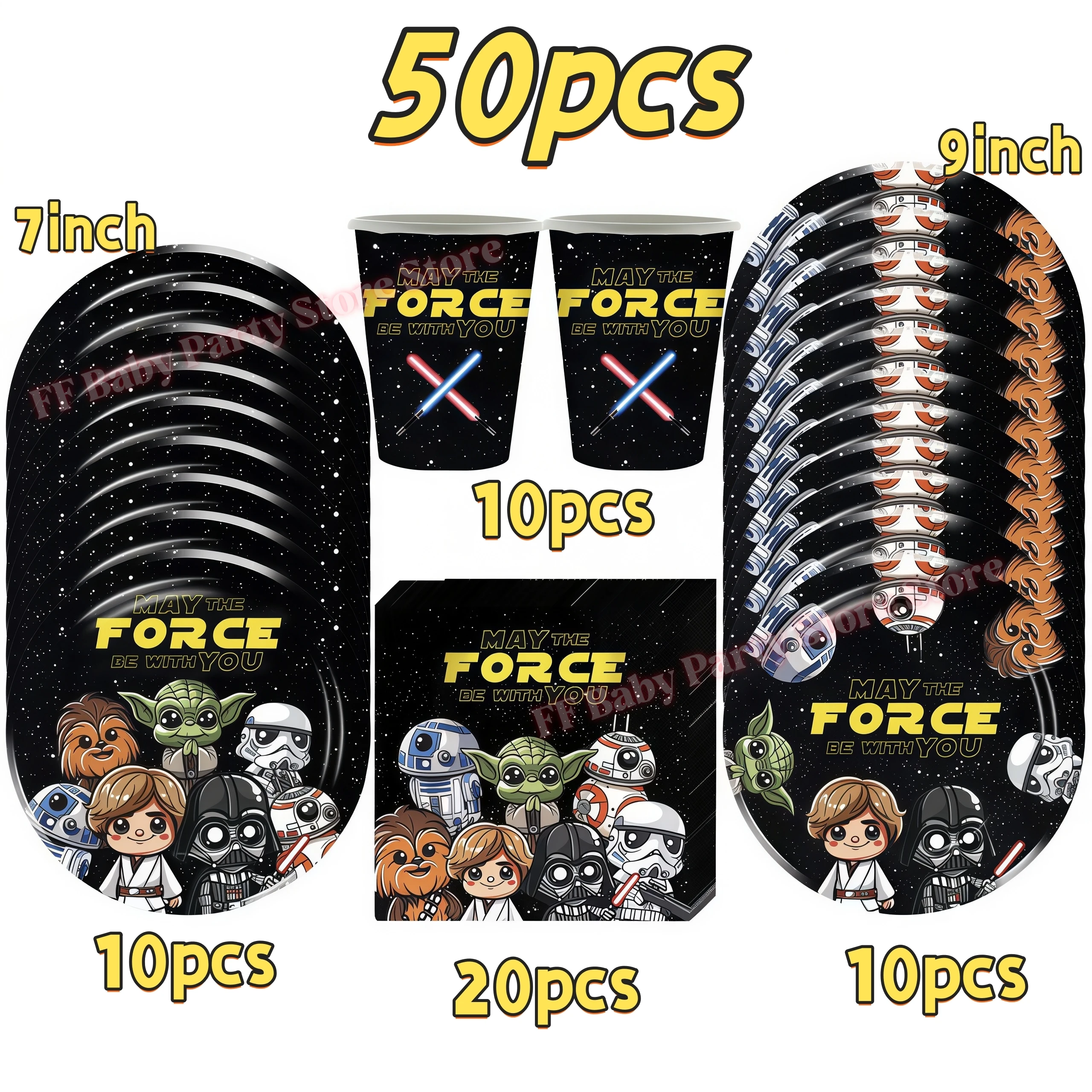 Star Wars Geburtstagsparty-Dekorationen Roboter-Tasse Teller Servietten Ballon Tischdecke für Jungen-Partys Baby-Shower-Zubehör Geschenk – Detail 27