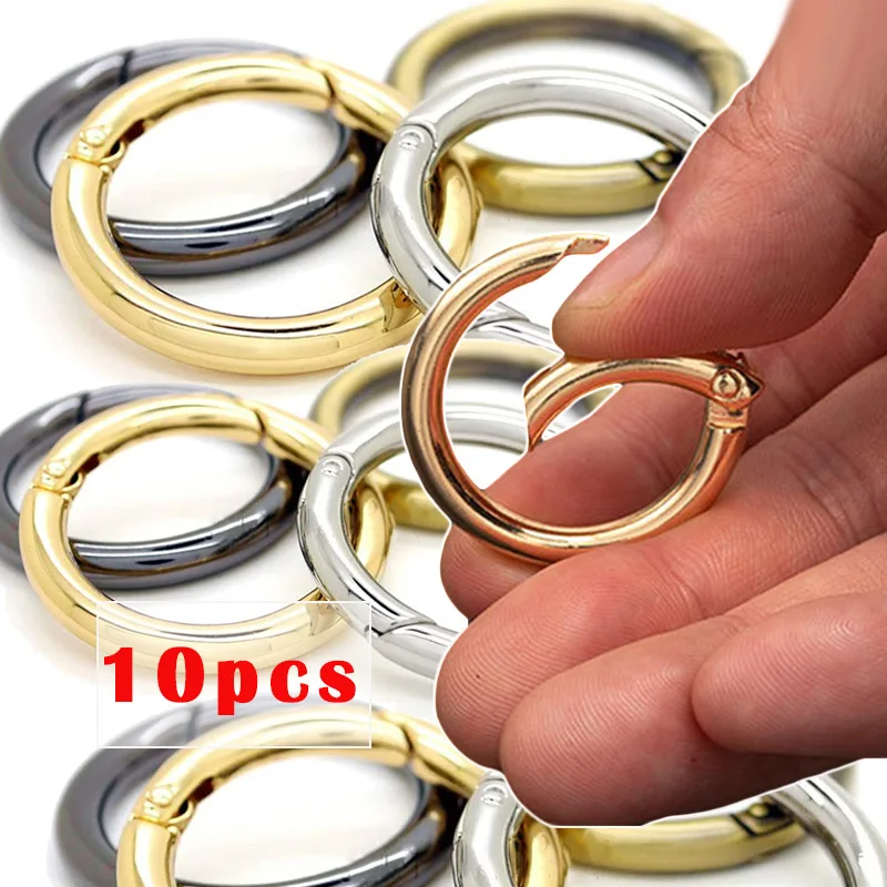 10Pcs Metal O Ring Spring Clasps Openable Round Carabiner Keychain Bag Clips Hook Dog Chain Buckles Connector For DIY Jewelry