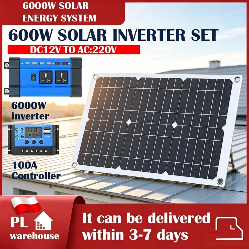 600W flexibles Solarpanel-Kit mit 6000W-Wechselrichter und 100A-Solarregler für netzunabhängige Solarsysteme in Wohnmobilen und Outdoor-Häusern