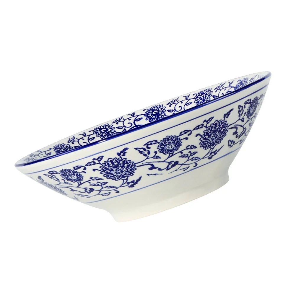 

Ceramic Blue and White Porcelain Bowl Exquisite Texture Ramen Soup Salad Noodle Rice Kitchen Food Bowl Ceramic Cutlery