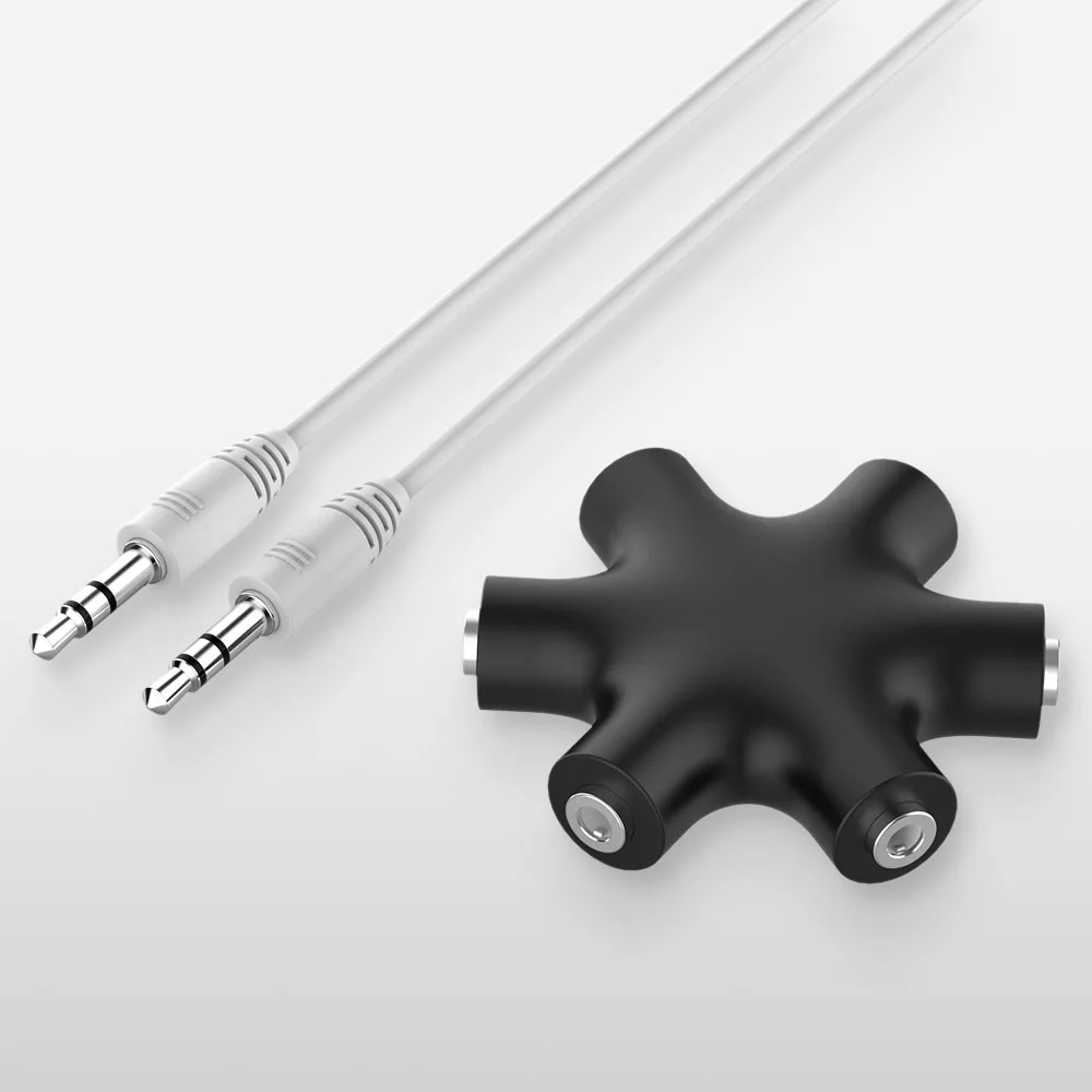 Durable 3.5 Jack Headphone Port 1 Male to 5 Female Share Adapter Audio Splitter Earphone Splitter Audio Cable Splitter