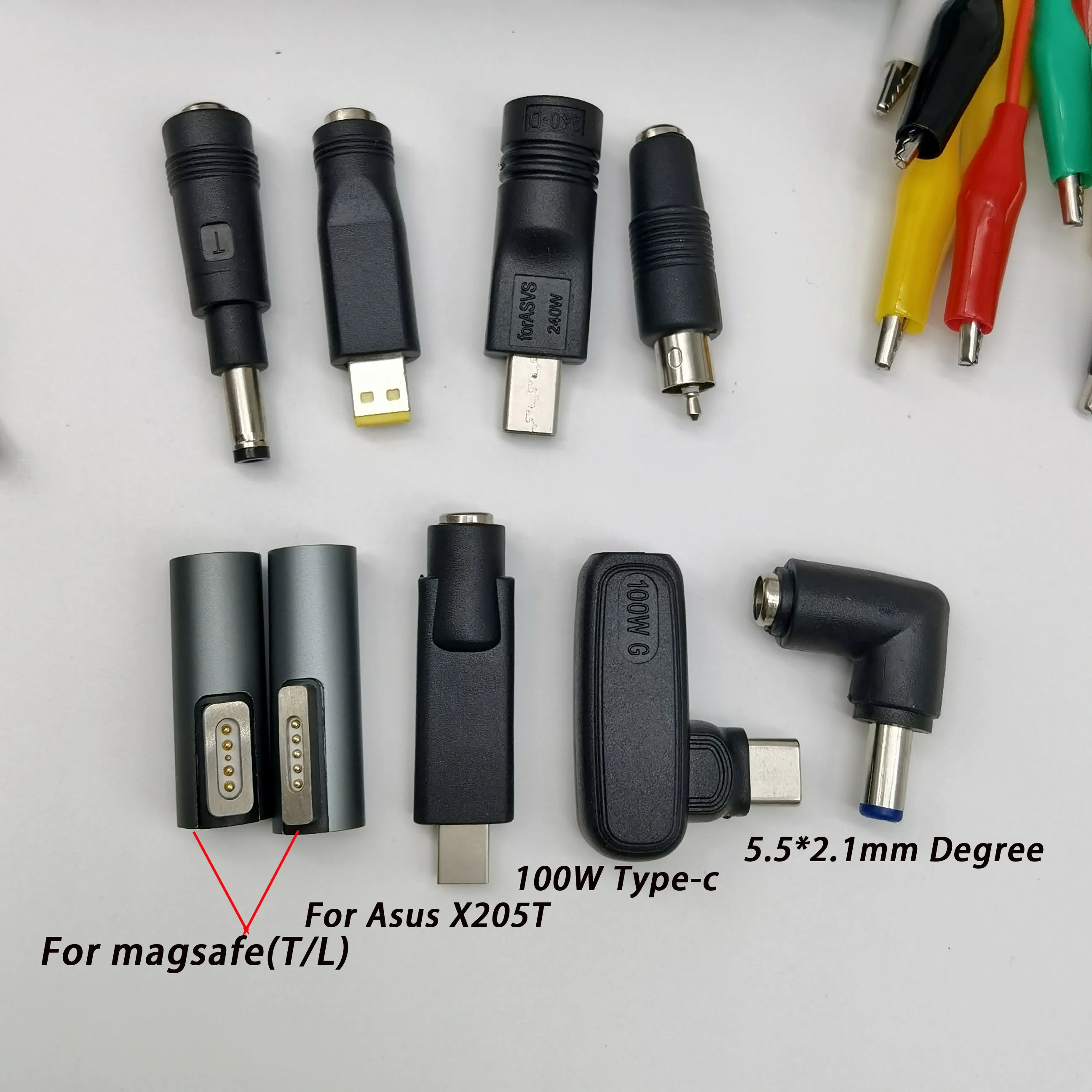 Suitable for Lenovo Dell HP laptop DC power adapter kit DC5.5x2.1mm 45PCS DC adapter plugs With Crocodile clip banana Plug