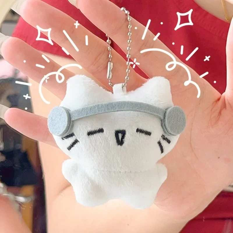 2Pcs Cute Headphones Kitten Keychain Women Men Mini Crying Cat Couple Keyring Cartoon Soft Charms Bag Pendant Fashion Decoration