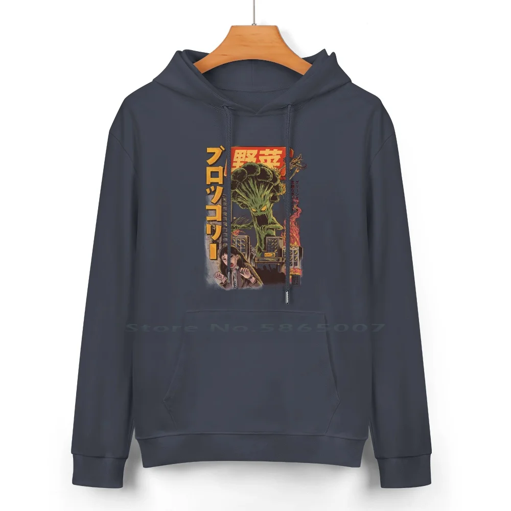 The Broccozilla Pure Cotton Hoodie Sweater 24 Colors Japanese Kawaii Senpai Funny Cool Lettering Awesome Destruction Destroyer