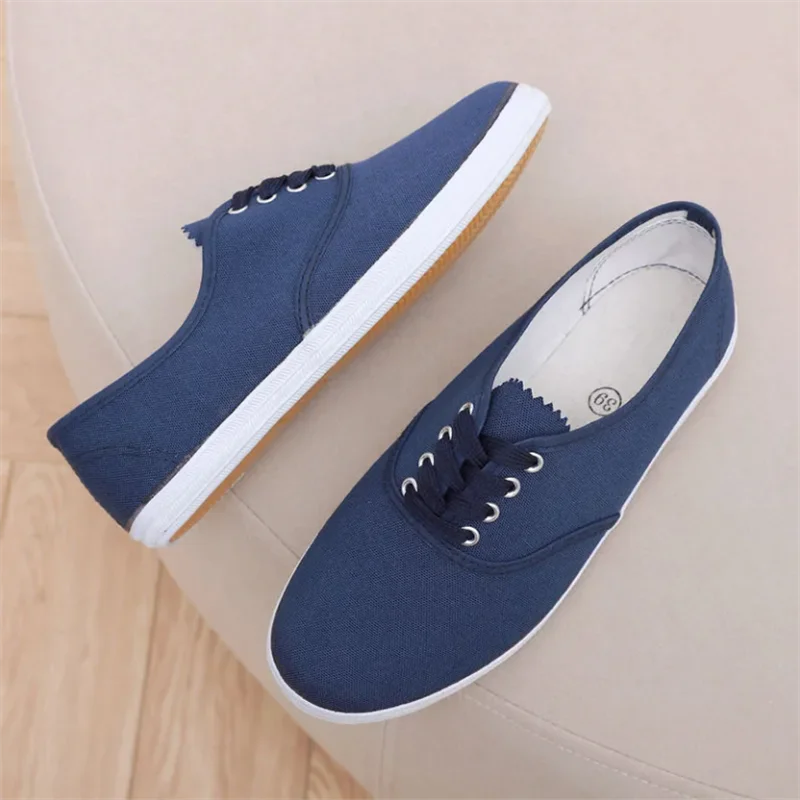 Blue Canvas Shoe Women\'s Flat Shoes Non Slip Work Shoe Leisure Soft Soles Dance Shoe Breathable Men And Women Running Sneaker