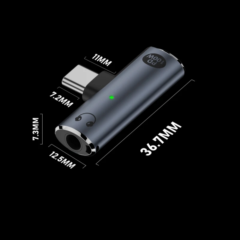 USB C to 3.5mm Headphone and Charger 2 In 1 Adapter Type-C to Aux Audio Jack with 100W PD Fast Charging Dongle for Laptop Mobile