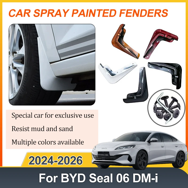Car Baking Paint Fender For BYD Seal 06 DM-i 2024 2025 2026 Front Rear Mud Flaps Mudguards Splash Flaps Auto Tools Accessories