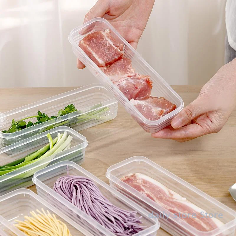 Fresh Box Noodle Plastic Food Preservation Sealed Box Rectangle Fruit Container Refrigerator Storage Kitchen Supply Home Tool
