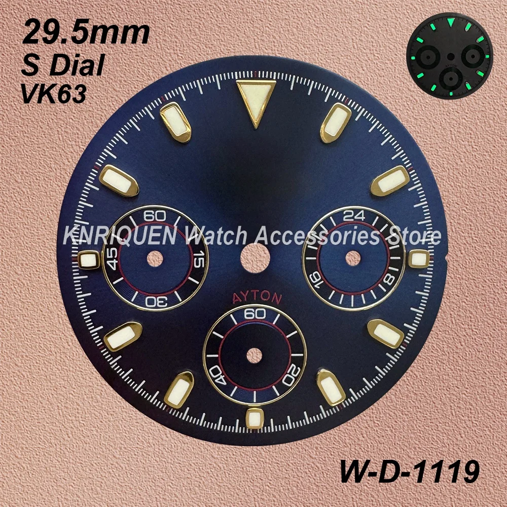 29.5mm S Logo Panda DTN Dial For VK63 Movement Green/No Luminous High-Quality Dial Watch Modification Accessories - view 4