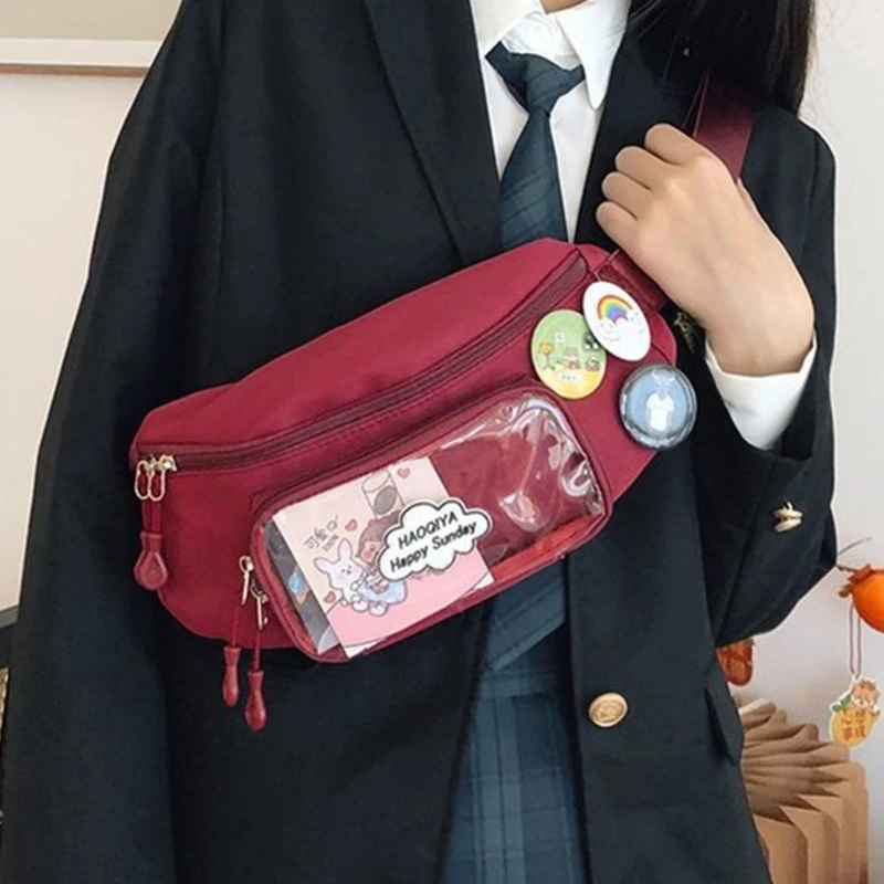 Nylonowa torebka na ramię Studencka przezroczysta torba na klatkę piersiową Animes Display Crossbody Bag