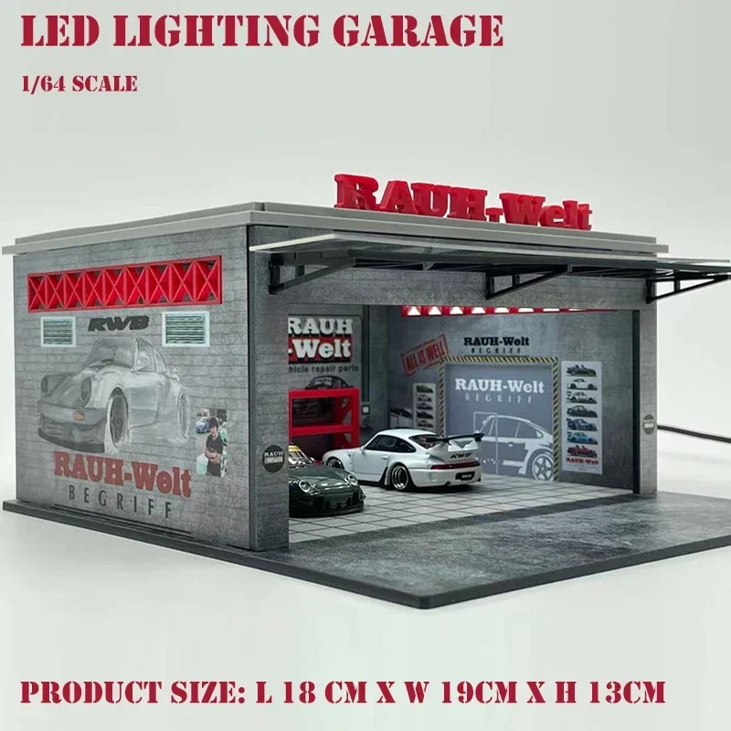 Assemble Diorama 1/64 LED Lighting Garage RWB Coating fix for Vehicle Display Station