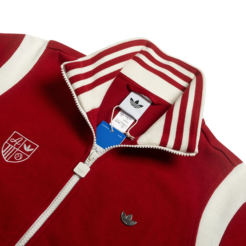 Adidas Trefoil Giacca sportiva da donna Moda retrò color block lavorata a maglia con colletto rialzato Kg8221