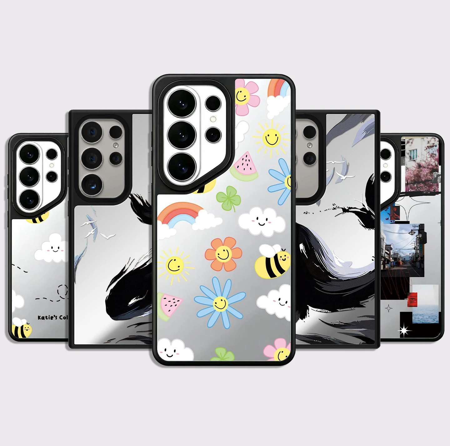 Ink Fish Pattern Mirror Surface Magnetic Phone Cover for Samsung Galaxy S23 S24 S25 S26 Ultra S26+ Plus Case