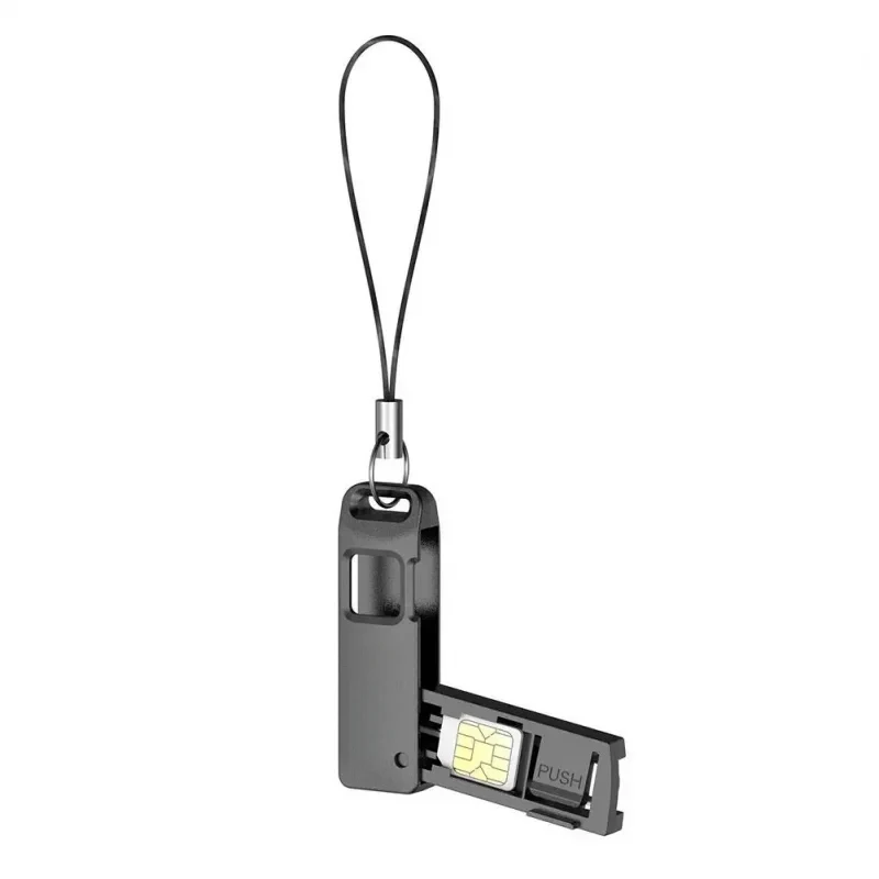 Multi‑function SIM TF Card Storage Holder Anti‑Lost Case with SIM Ejector Pin & Lanyard, 1pcs - view 2