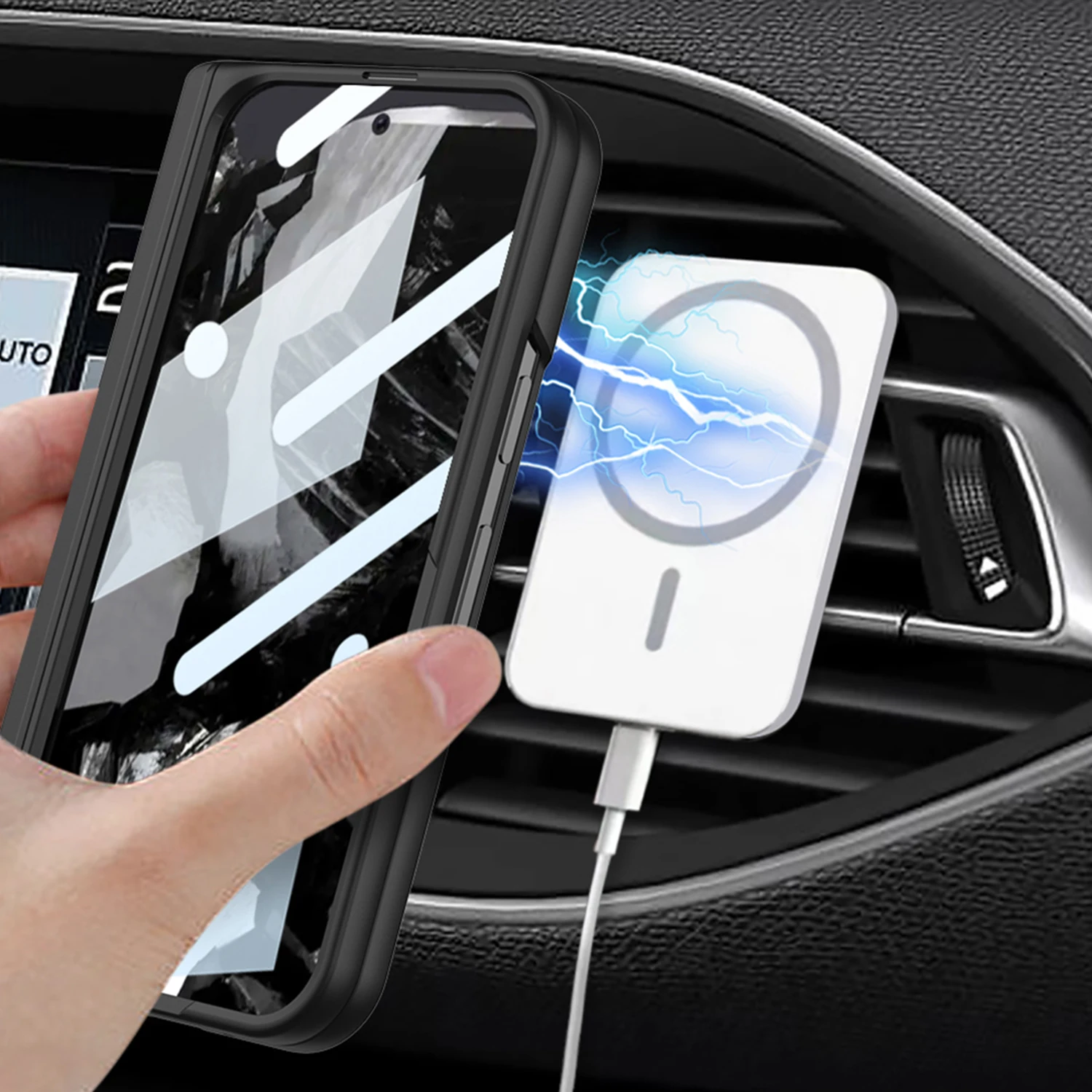 Wireless Charging Magnetic Hinge Case For Google Pixel 9 Pro Fold Screen Glass Protective Holder Cover For Pixel 9 Pro Fold Case