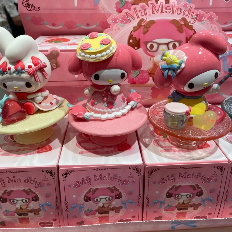 Nouveau véritable Sanrio ma mélodie thé de l'après-midi série boîte aveugle jouets à la mode boîte mystérieuse Figurine Figurines fille cadeaux d'anniversaire