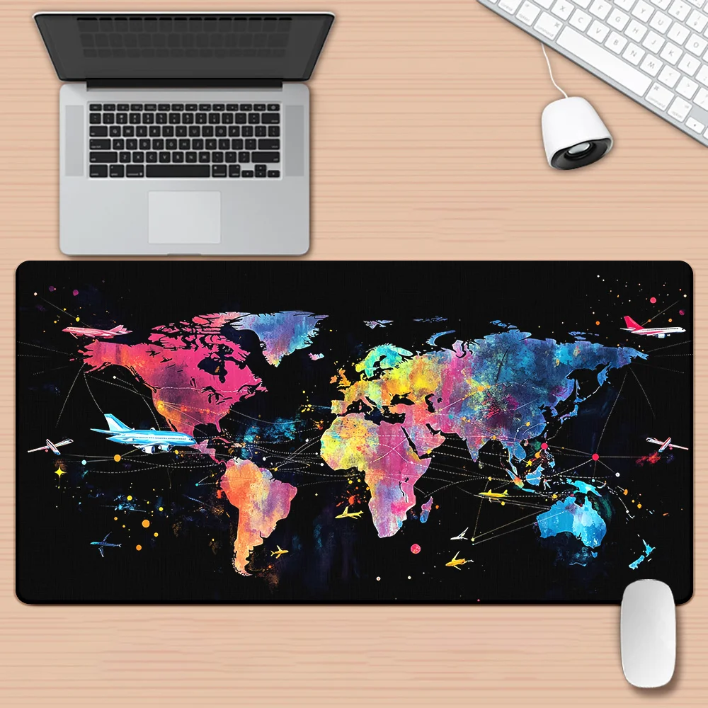 XXL Colorful World Map Desk Mat HD Printing Multifunctional Gaming Office 50X100CM Mouse Pad Soft Rubber Material Perfect Gift