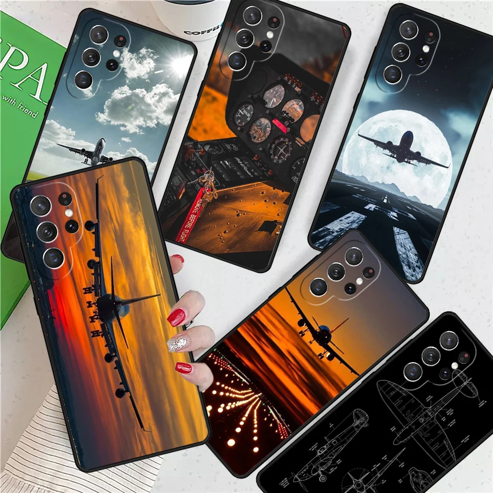 

Aircraft Airplane Fly Travel For Samsung Galaxy S24 Ultra S21 S22 S8 S9 S10E Note 10 20 Plus FE S23 Phone case Cover Coque