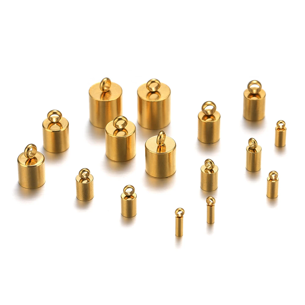 20pcs Stainless Steel Gold Plated Bucket Rope Cap Bead Caps for DIY Jewelry Making Bracelets Necklaces Accessories Findings