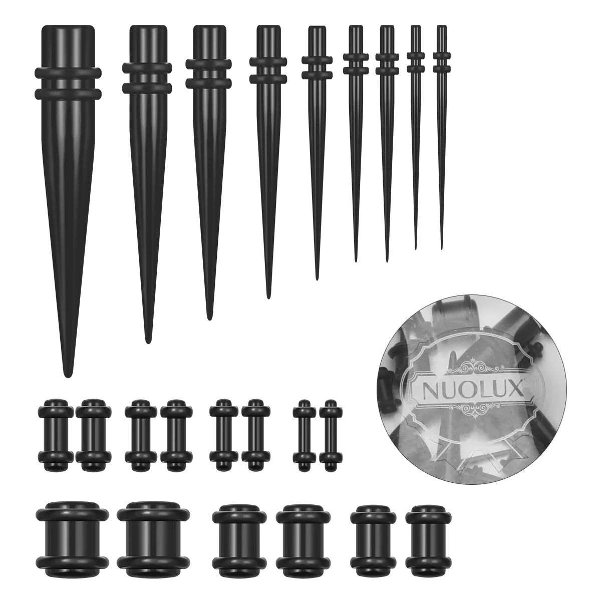 Stud Earrings Body Piercing Jewelry Plugs Expansions Gauges Expanders Acrylic Puncture Kit Black