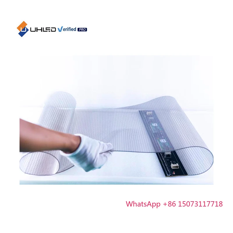 Display flessibile principale trasparente a colori con schermo a film di cristallo flessibile per interni personalizzato