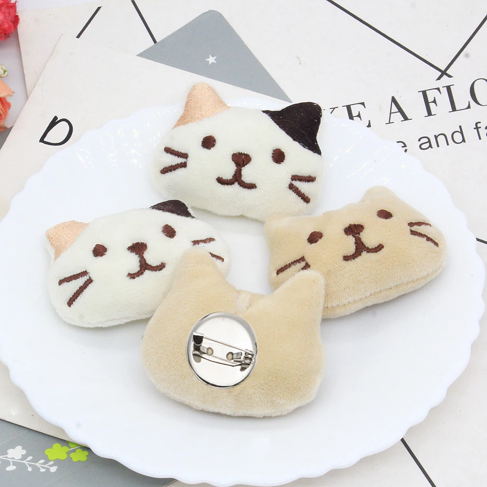 Cute Girls Cartoon Fluffy Kitty Brooch For Women Plush Anime Woolly Cat Pin On Bag Dress DIY Jewelry Accessories Party Gifts