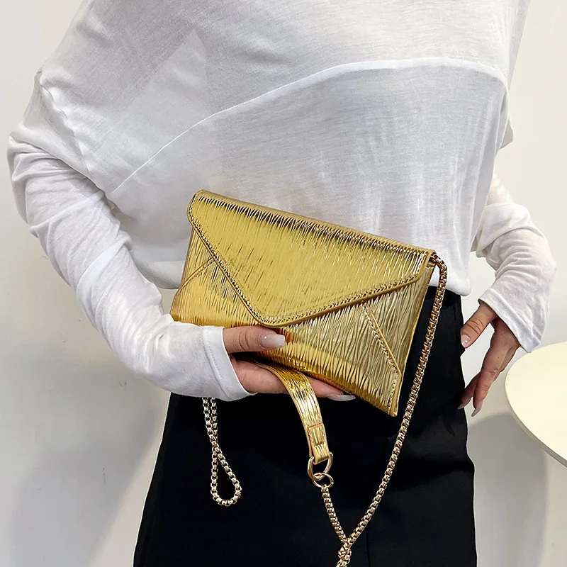 Retro Patent Leather Shoulder Bag for Women Luxury Flap Small Square Bag Fashion Underarm Crossbody Bag Ladies Handbag Purse Sac