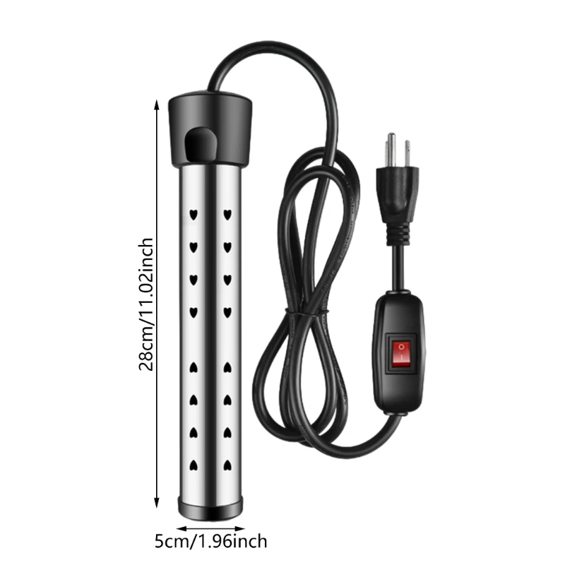 Aquecedor imersão balde seguro 1500W Aquecedor elétrico Haste aquecimento rápido para água