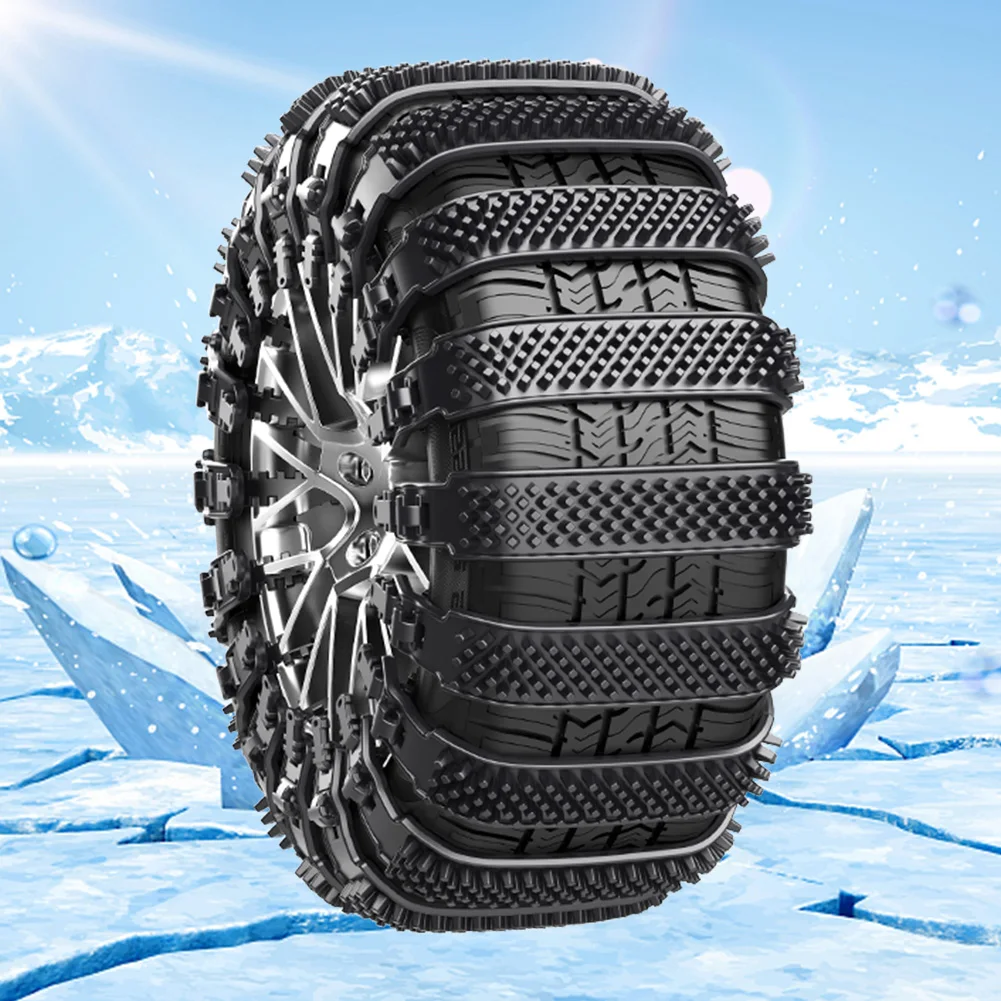 10 Pack Universal Car Snow Chains for Trucks SUVs Adjustable Anti-Slip Tire Zip Ties Snow Chains for Winter Driving & Muddy Road