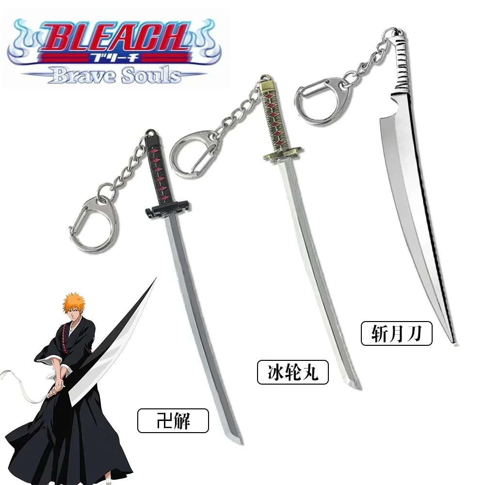 

Anime Bleach Kurosaki Ichigo Zangetsu Sword Keychain Tensa Zangetsu Zanpakuto Weapon Pendant Key Chain for Men Car Keyring Gift