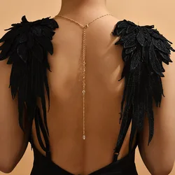 European and American trend long chain rhinestone back chain female ins net red creative wedding simple necklace accessories