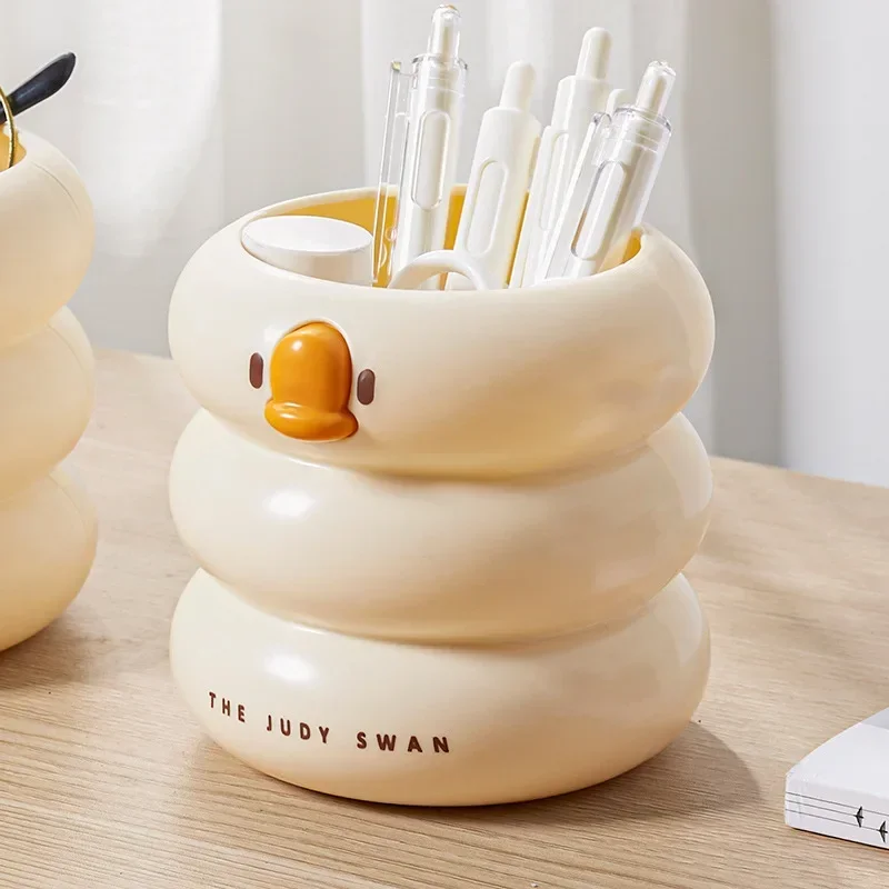 New Round Design Pen Holder Large Capacity Pen Pencil Pot Brush Storage Container Box Plastic Stationery Desk Organizer