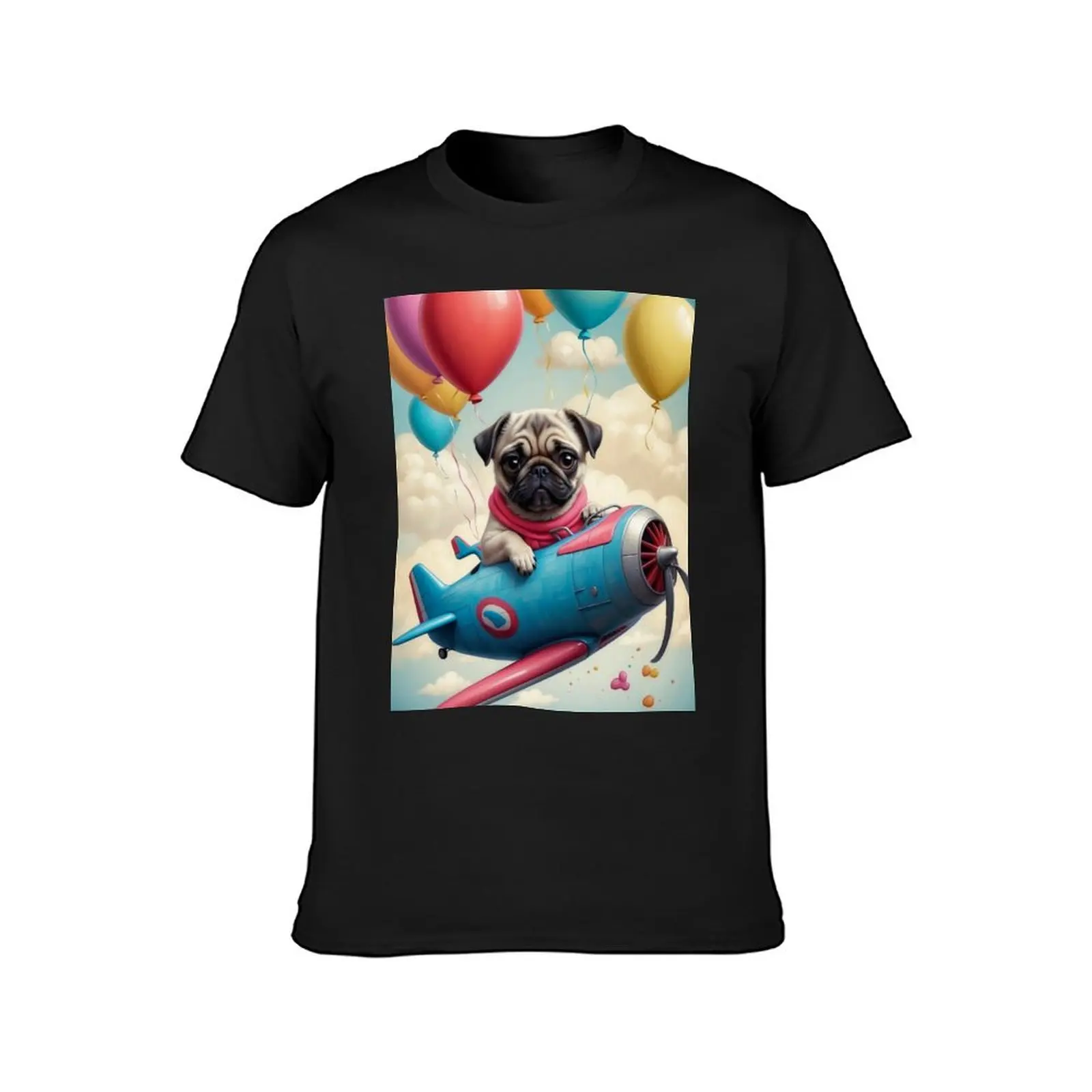 Pug Fly T-Shirt koszulki koszulki graficzne koszulka z krótkim rękawem wysublimowana designerska koszulka męska