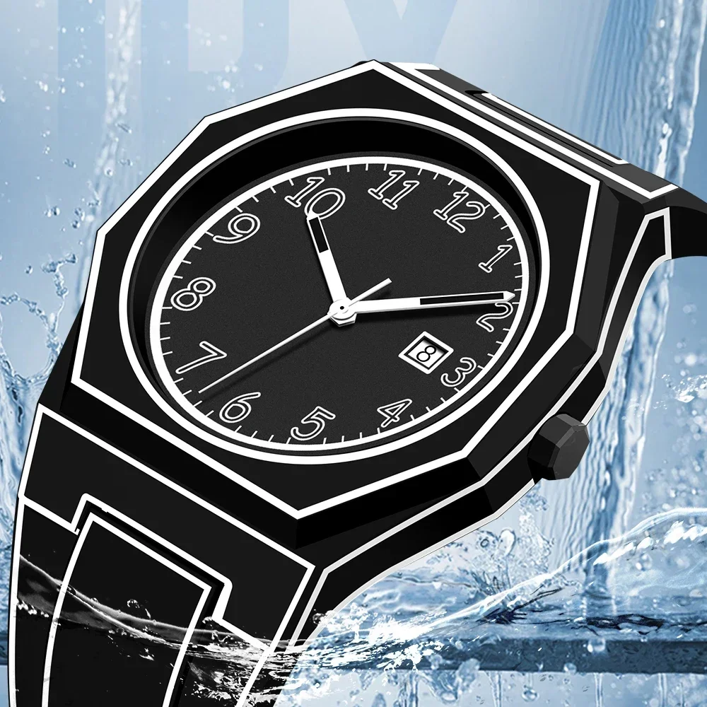 Minimalist Creative Sketching Watch Calendar Digital Waterproof Quartz Watch Men's Clock Watch Manga Sketching Design