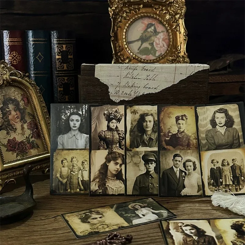 Family Retro Character Photo Scrapbook Decoration Collage Material Thick Card Without Adhesive Backing