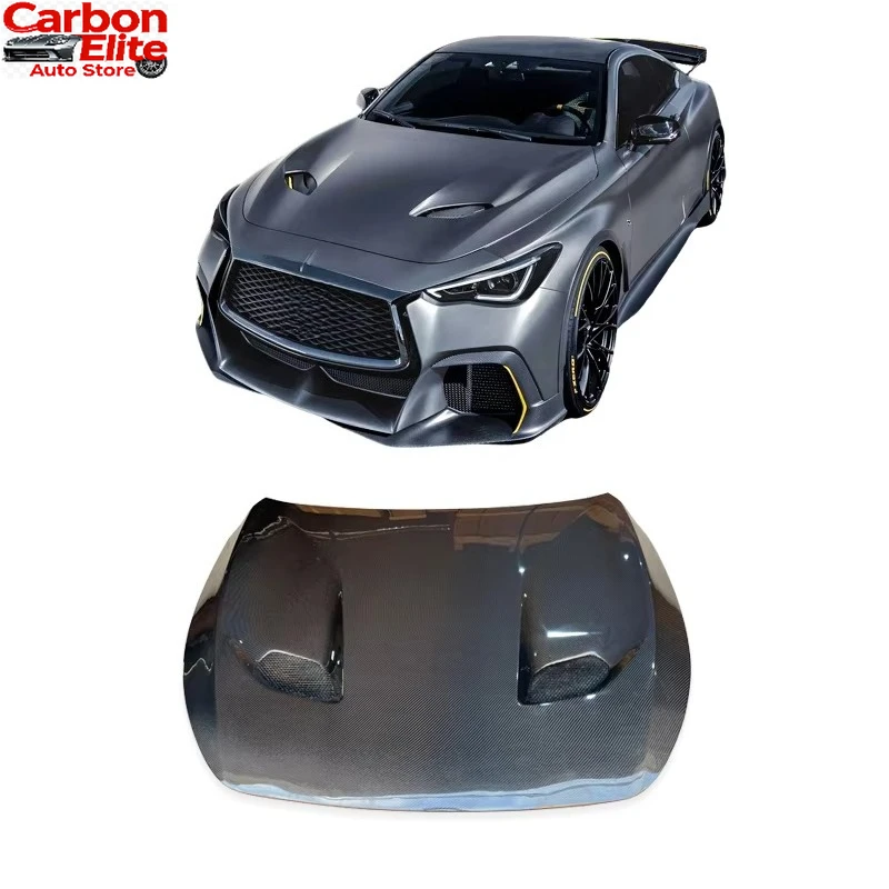 

Легкий тканый карбоновый капот для Q60 с системой вентиляции