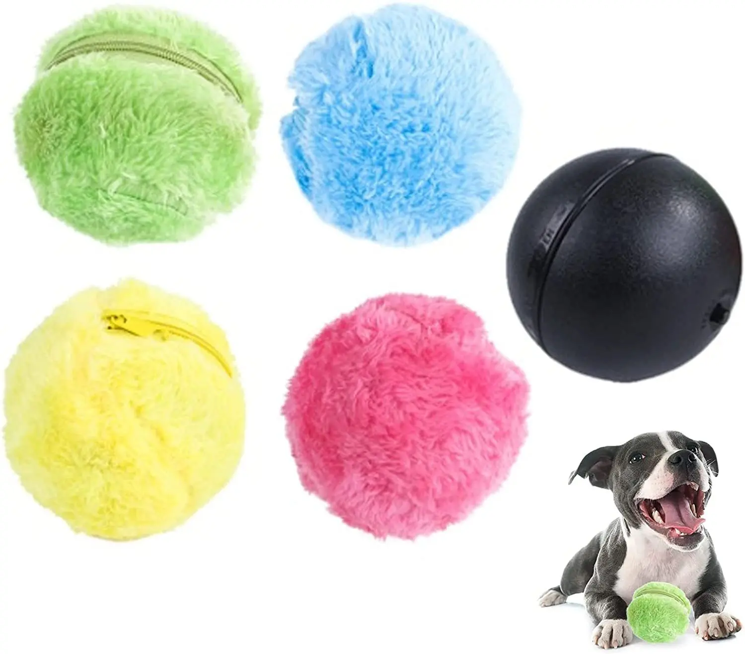 Cross-border fur ball sweeping robot automatic vacuum cleaner dog plush toy electric rolling ball pet supplies Dogs accessories