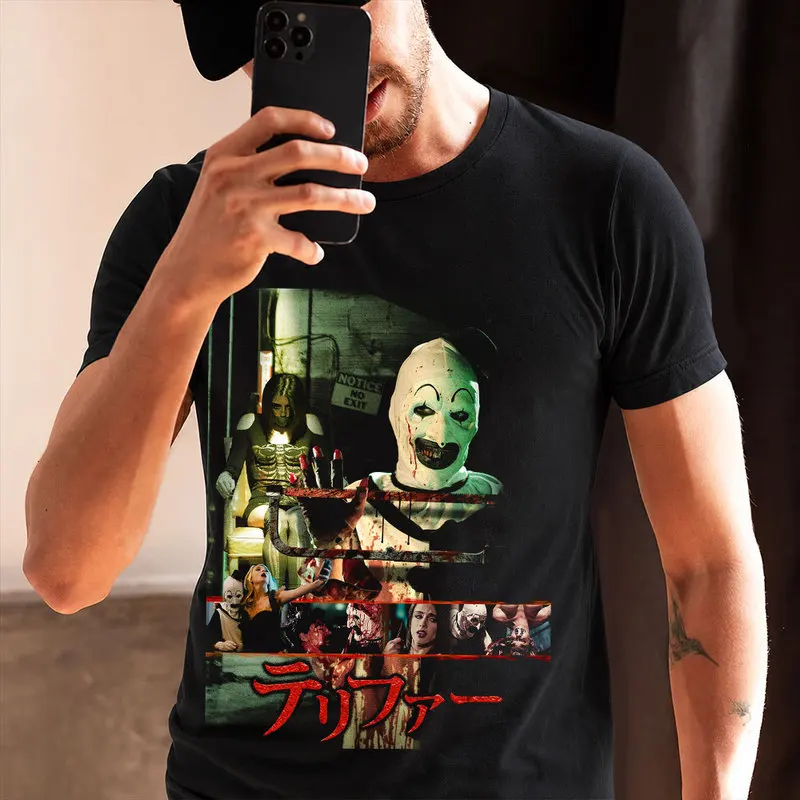 Retro Horror Movie Terrifier Art The Clown Killer Scary Halloween Gift T Shirt 0912 Short Sleeve Graphic clothes All size tops