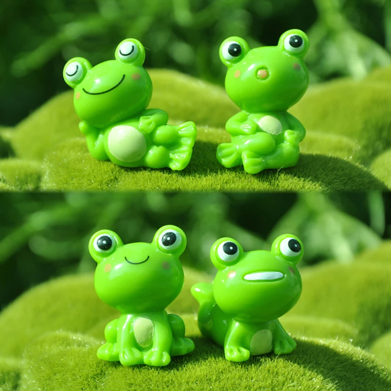 Mini Cute Frog Figurine Animal Model Moss Micro Landscape Home Decor Miniature Fairy Garden Decoration Accessories