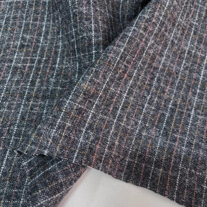 

Vintage Plaid Suit Set Gray Tweed Wool Fabric Pants Fall Outfit Texture High Waisted Trousers Coat Womens Dress Sewing Fabrics