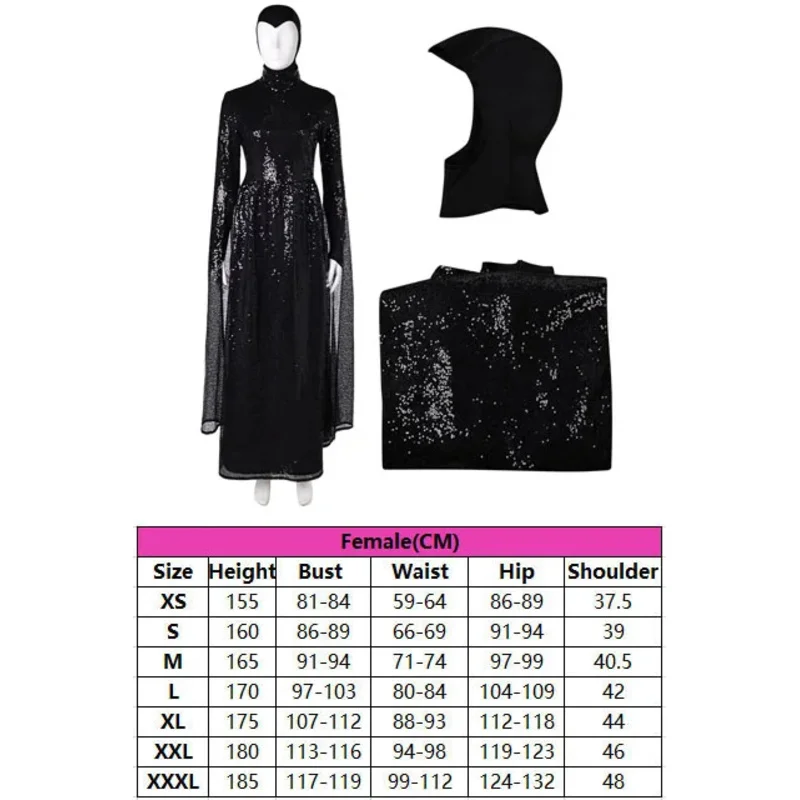Disfraz de Reina malvada para mujer, vestido negro de fantasía, capa, disfraz de nieve, ropa de película, traje blanco, traje de Carnaval de Halloween