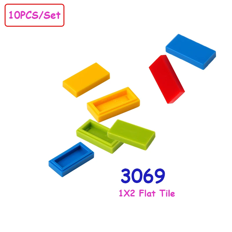 

10PCS/Set 1X2 Flat Tile MOC Building Blocks Parts 3069 Floor Base Board Plate Assembled Education Toys Bricks DIY Accessories