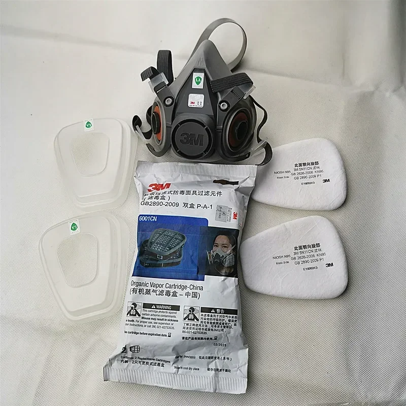 Original 3M 6200 gas mask  7 Piece Suit Respirator with 3M 6001 Suitable for use Anti-Fog Haze Pesticide Painting Spraying