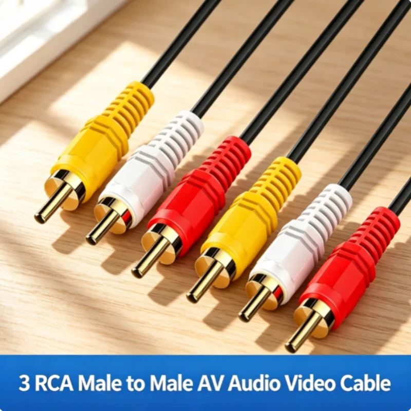 Standard 3RCA Male-Male AV Cable 3 RCA Composite CVBS L/R Audio Video Cord for Analog Signal Transmission