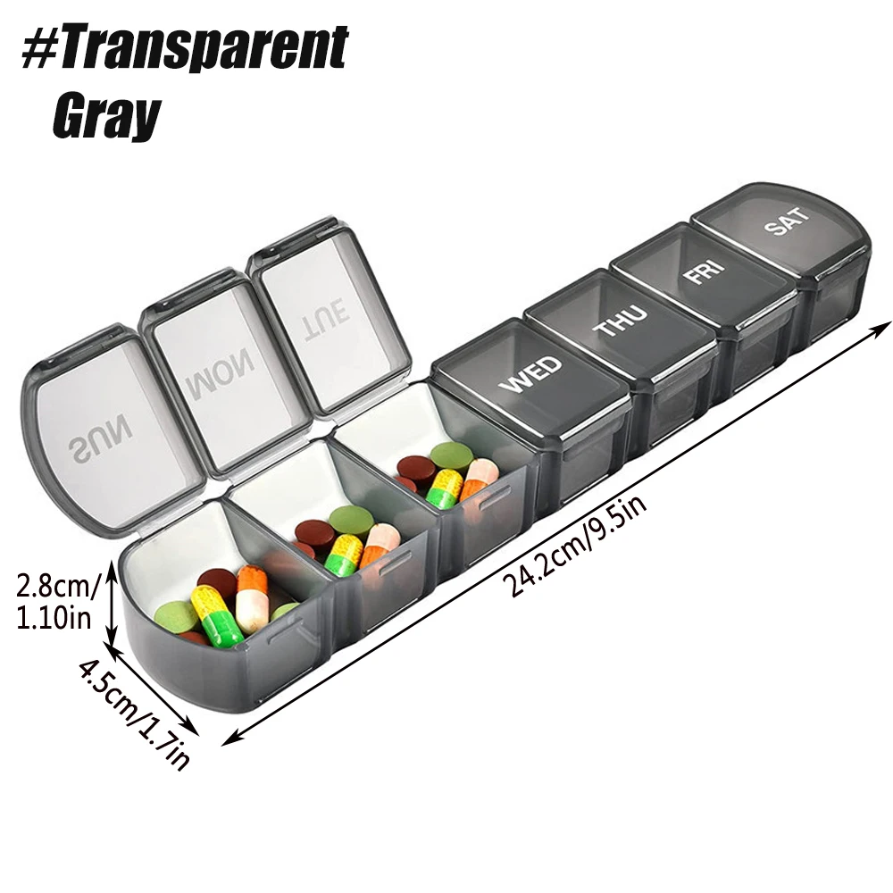 1 kleiner wöchentlicher Pillen-Organizer für 7 Tage, Tages-Pillenetui im Taschenformat, Tagesplaner, Pillenbox für Pillen/Vitamin/Fischöl/Ergänzungsmittel – Detail 5
