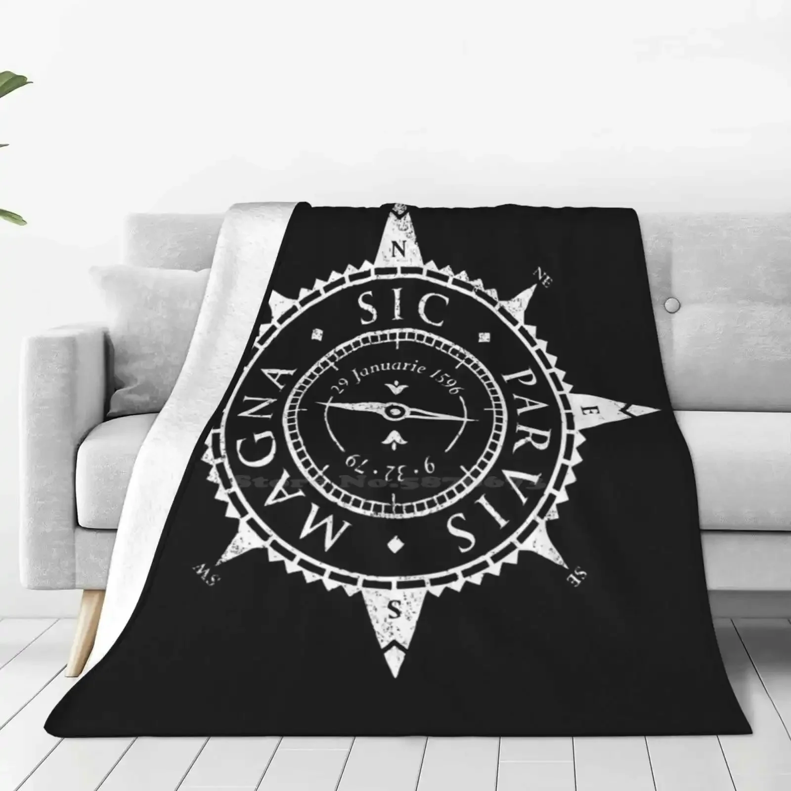 Uncharted Adventure ( White ) Top Quality Comfortable Bed Sofa Soft Blanket Uncharted Game Compass Sic Parvis Drakes Ring Latin