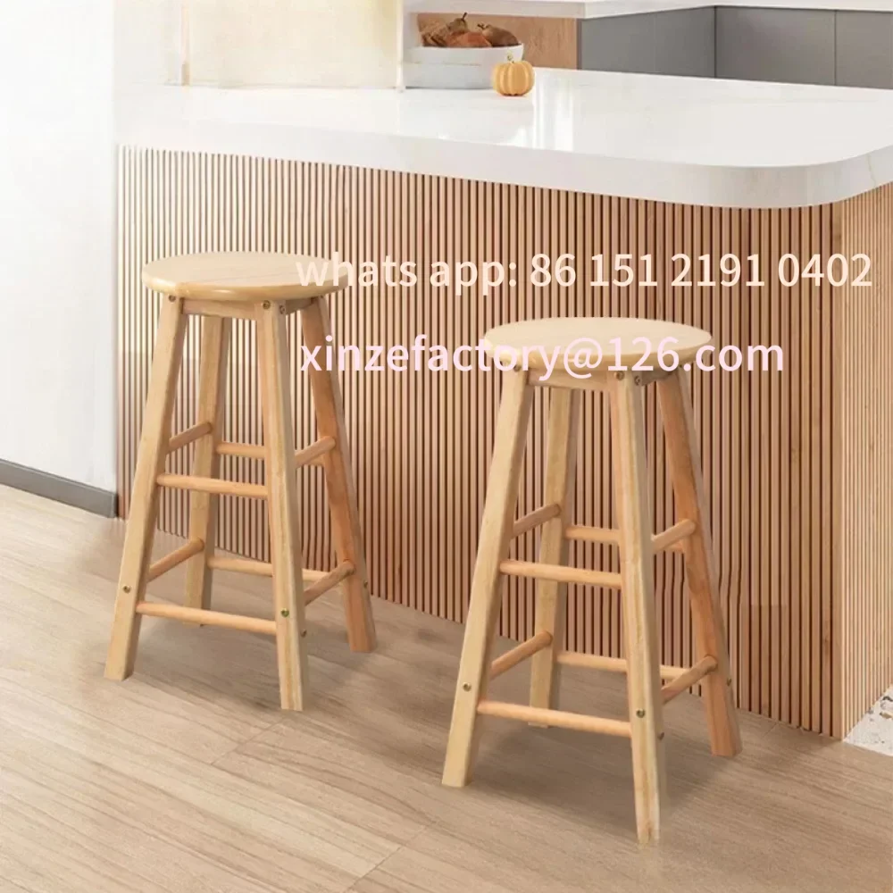 Customizable Solid Wood Stool Bar Multifunction Milk Tea Shop High Chair Strong Load-Bearing Capac Northern Household Simplicity