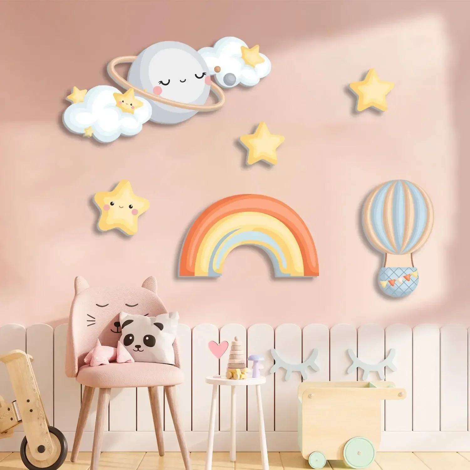 Cartoon Kids Room Decor Aesthetic 3D Wall Stickers Bedroom Living Room Roof Hole Restoration Wall Decoration Wallpaper