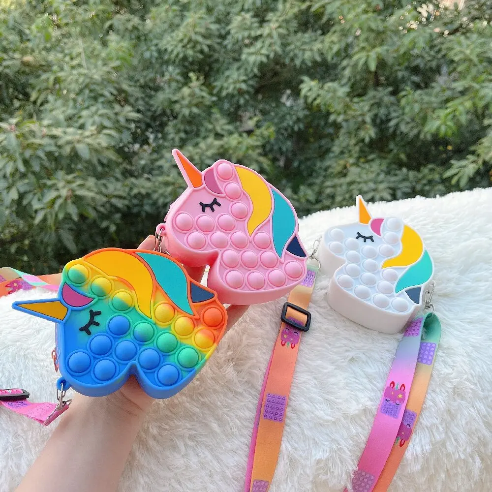 Unicorn Popite Bag for Kids Squeeze Toy Cheap Anti Stress Relief Toy Pack Autism Accessories Popits Silicone Push Bubble Bag