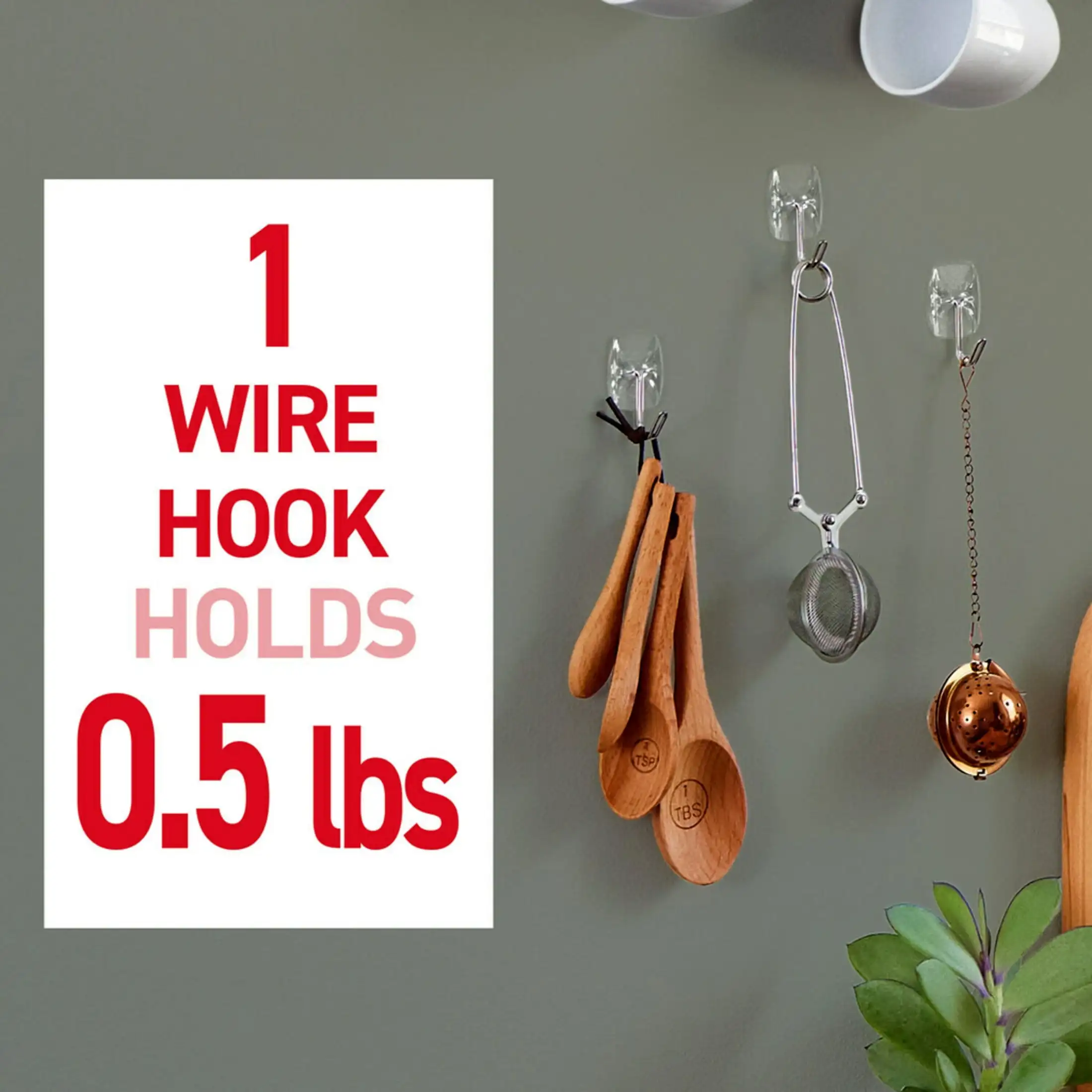 Small Wire Toggle Hooks, Clear, Damage Free Decorating, Five Hooks